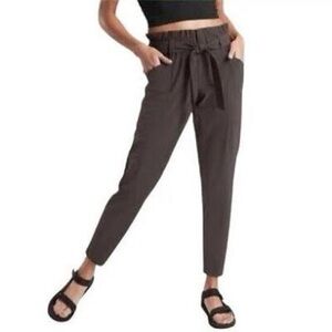Athleta Skyline High Rise Black Pants with Tie Waist Size 12T